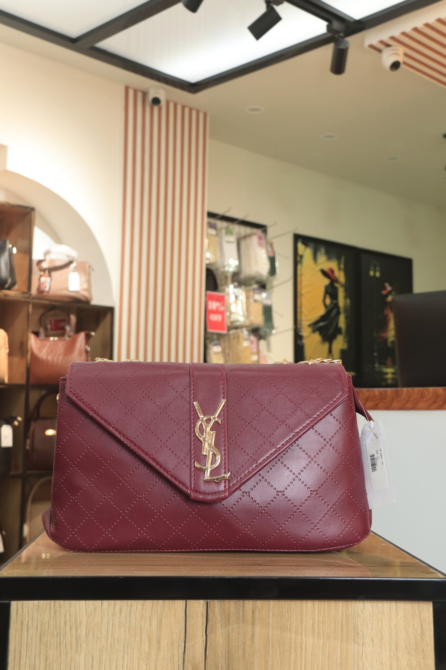 Crossbody Shoulder Bag with Gold Metal