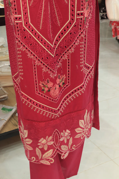 Embroided 3 Pcs Suit with Printed Dupatta