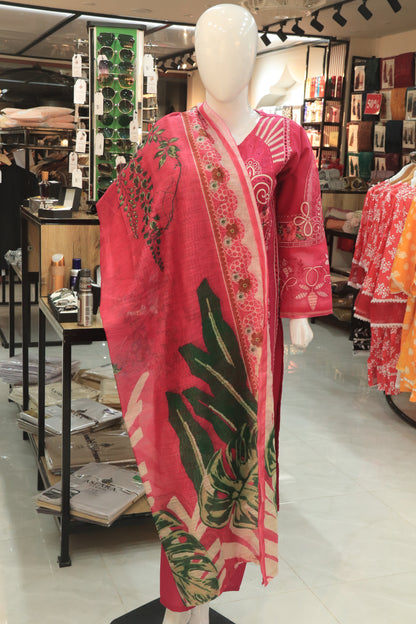 Embroided 3 Pcs Suit with Printed Dupatta