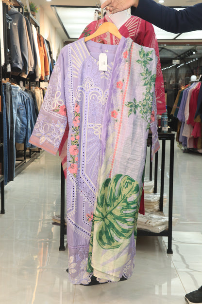 Embroided 3 Pcs Suit with Printed Dupatta