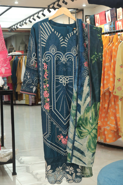 Embroided 3 Pcs Suit with Printed Dupatta