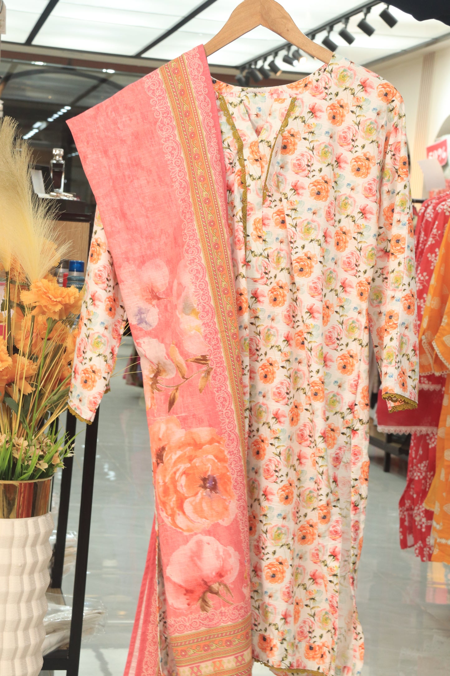 All-Over Floral Printed 3-Piece Lawn Suit