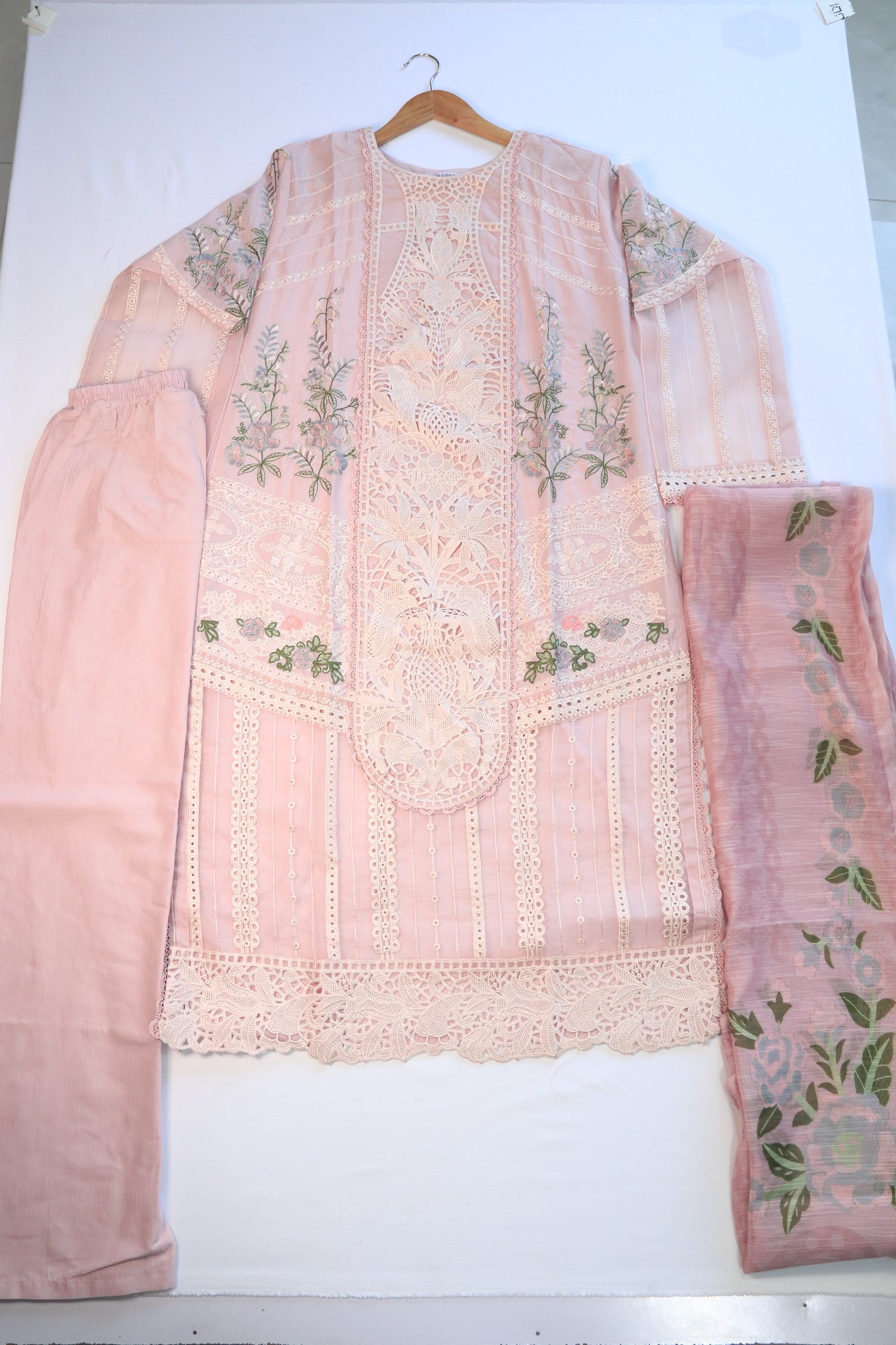Embroidered 3 Pcs Lawn Suit with Lace Work