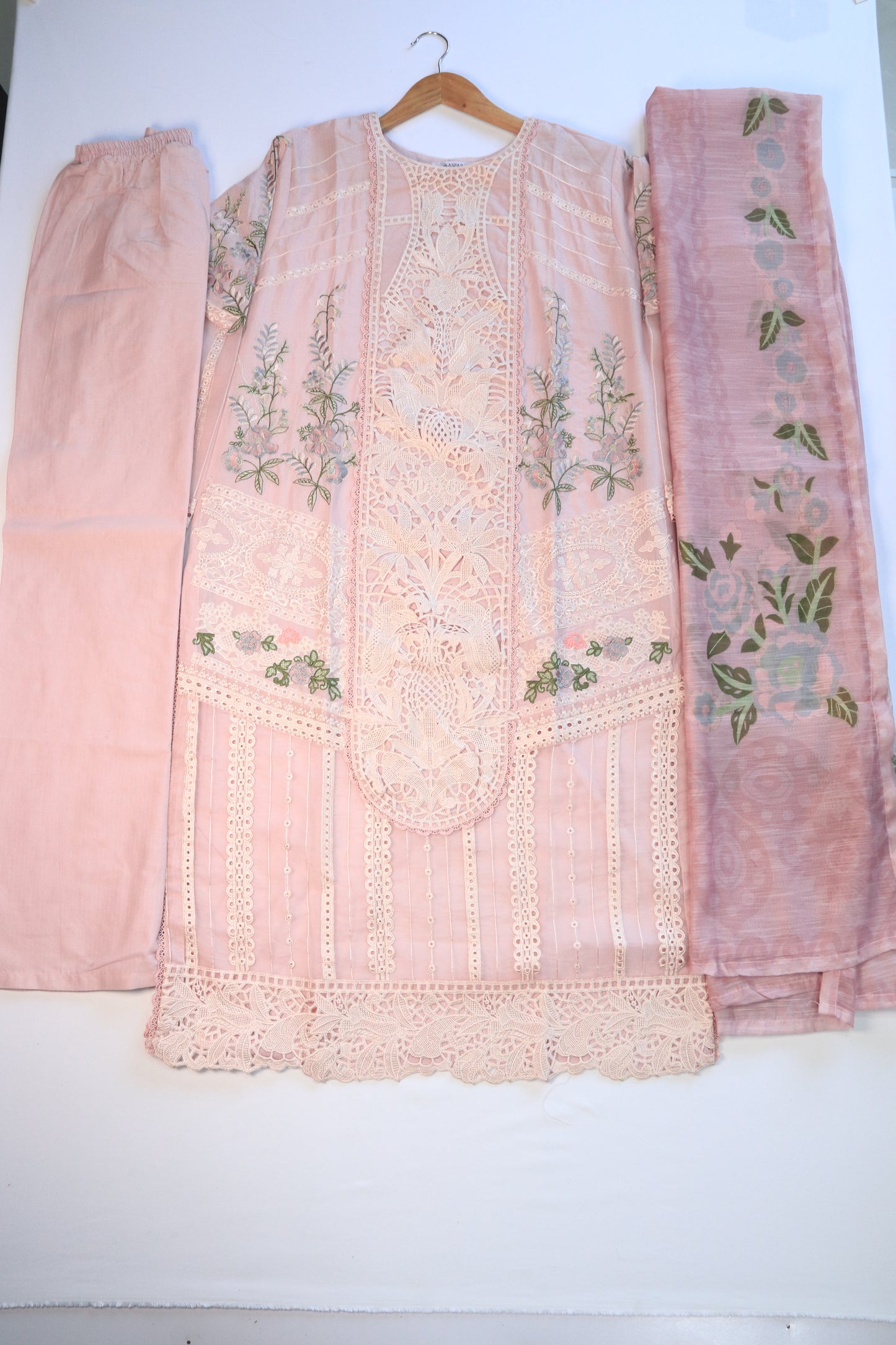 Embroidered 3 Pcs Lawn Suit with Lace Work