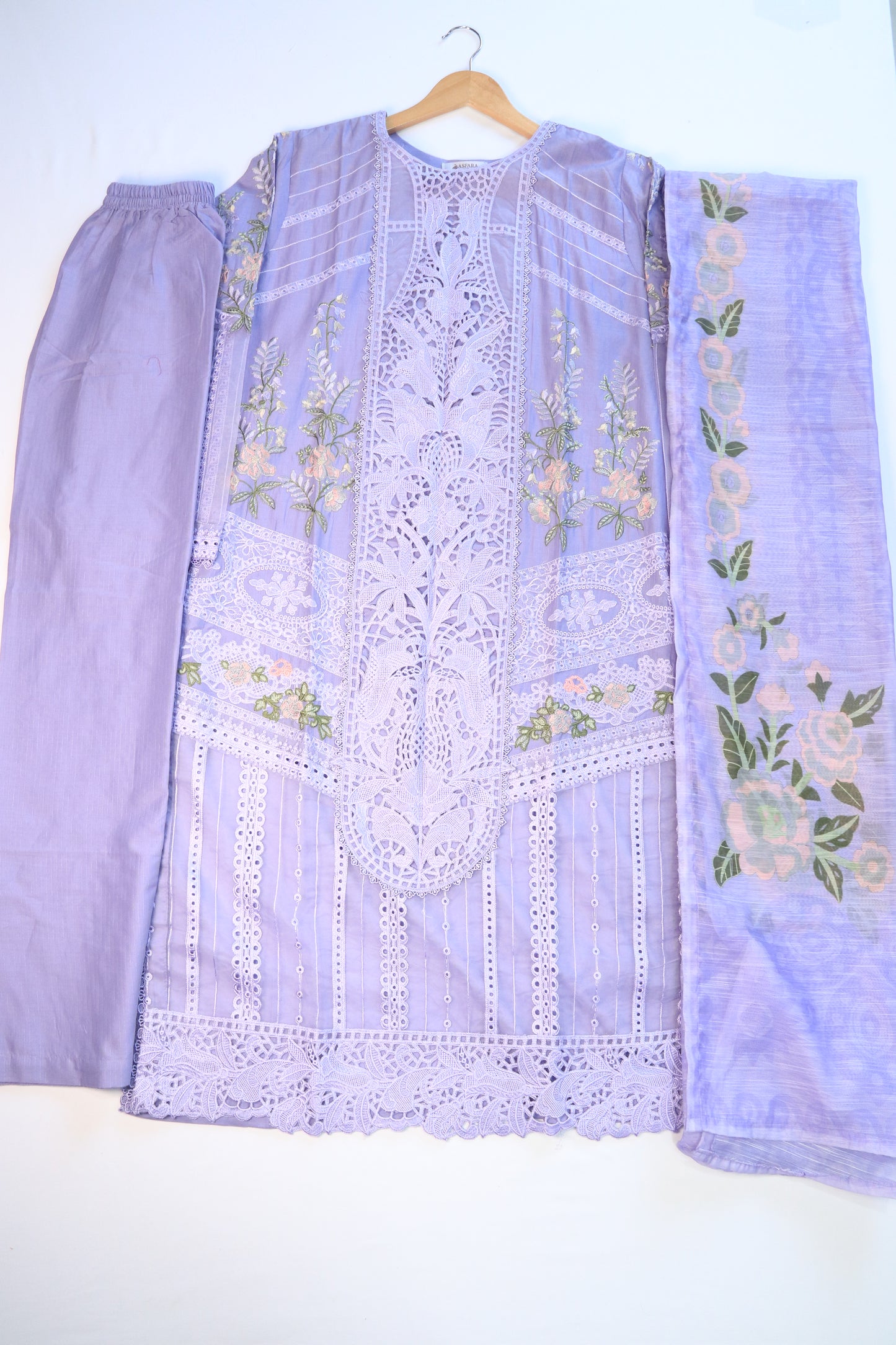 Embroidered 3 Pcs Lawn Suit with Lace Work