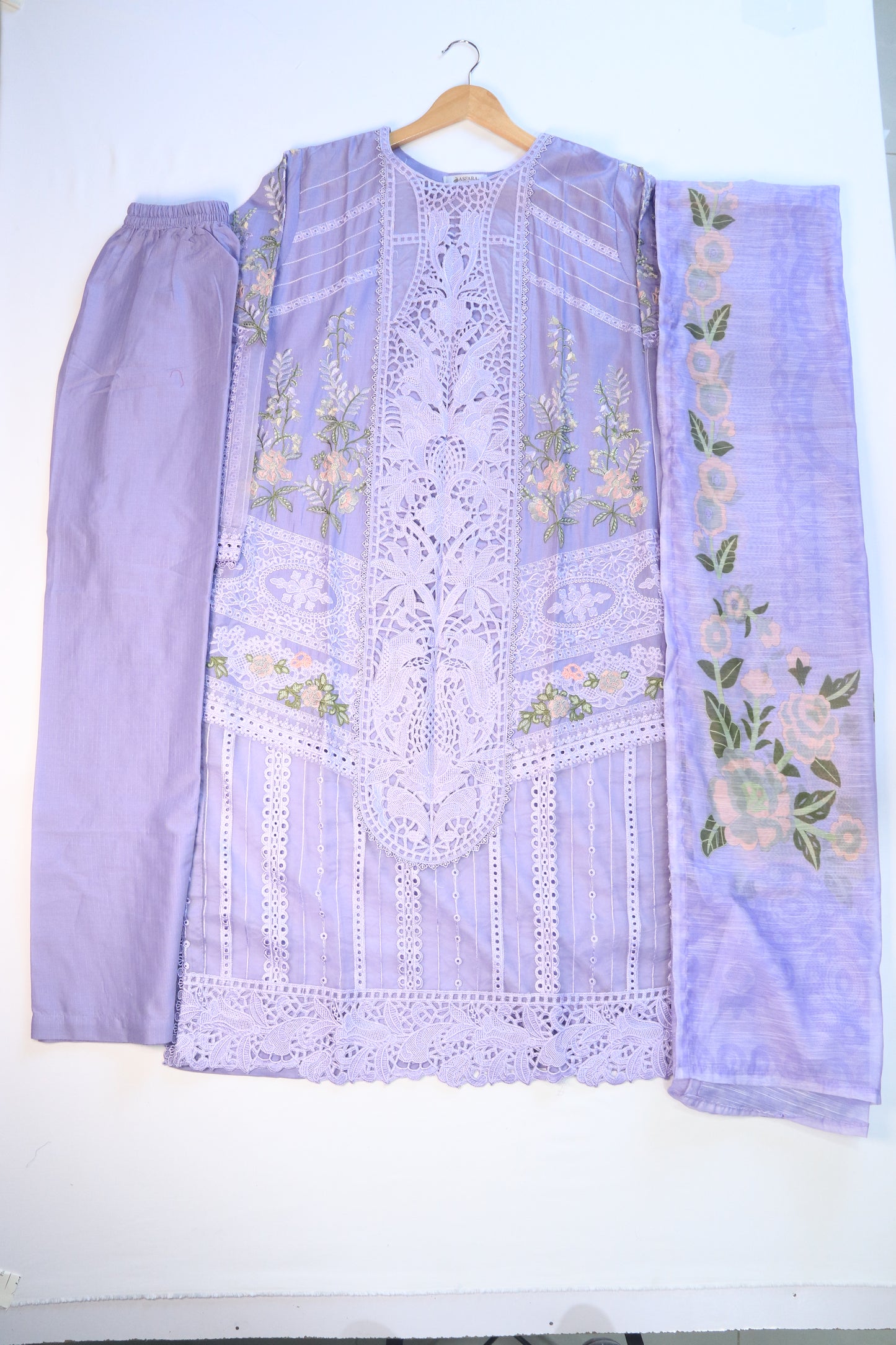 Embroidered 3 Pcs Lawn Suit with Lace Work