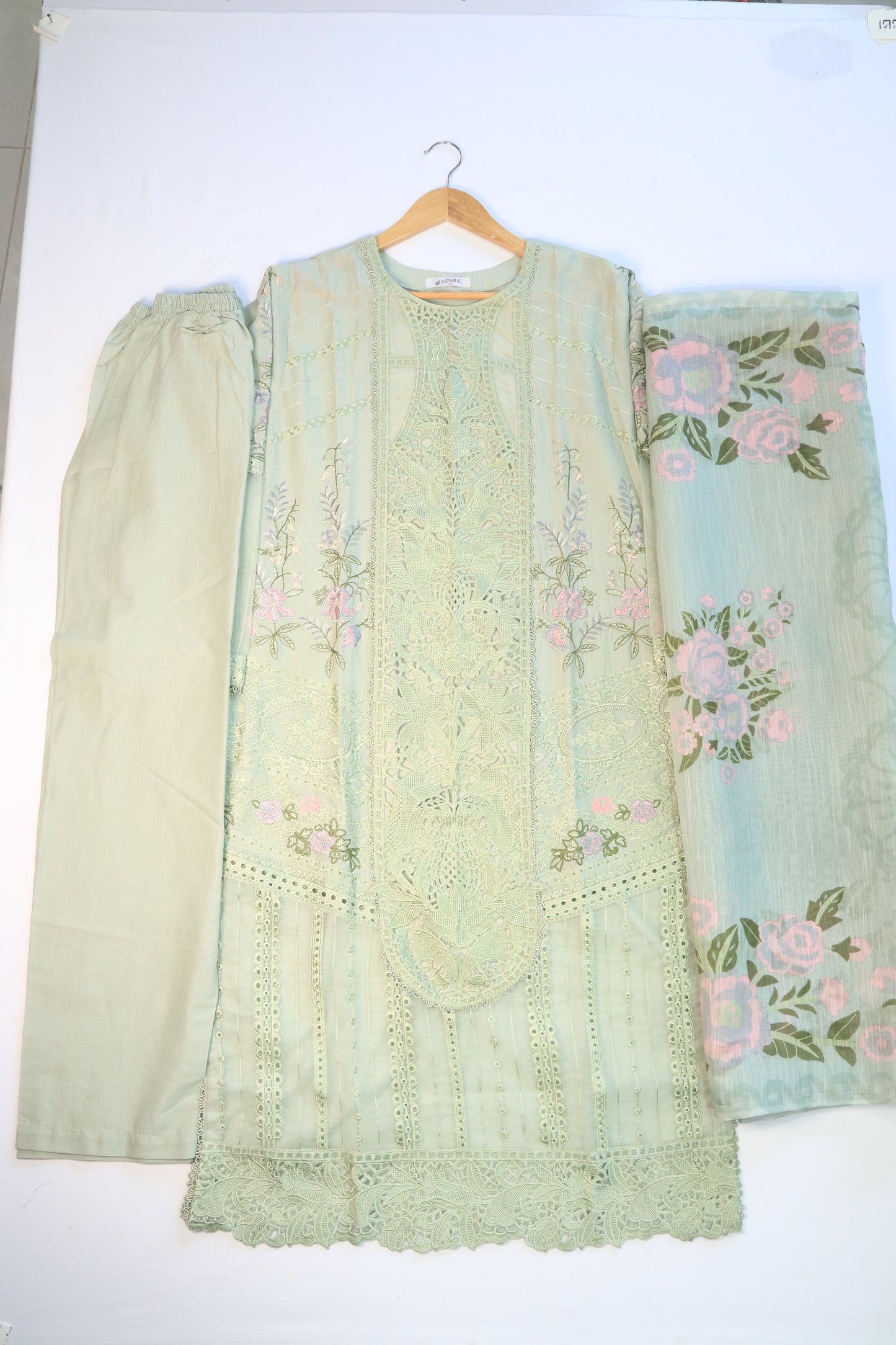Embroidered 3 Pcs Lawn Suit with Lace Work