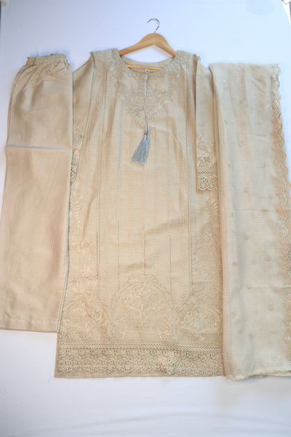 Embroidered Lawn Suit 3Pcs with Textured Dupatta
