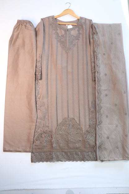 Embroidered Lawn Suit 3Pcs with Textured Dupatta