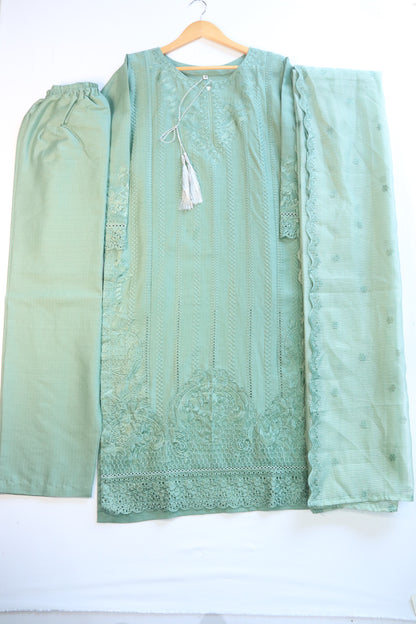 Embroidered Lawn Suit 3Pcs with Textured Dupatta