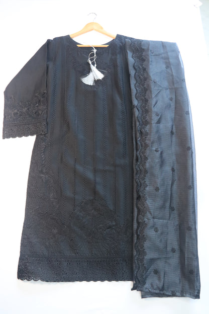 Embroidered Lawn Suit 3Pcs with Textured Dupatta