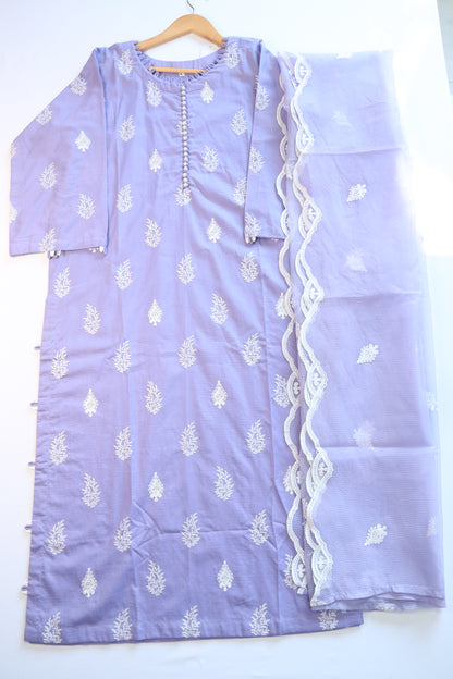 Emb 3Pcs Lawn Suit with Emb Trouser|