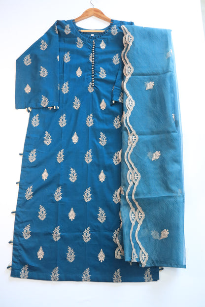 Emb 3Pcs Lawn Suit with Emb Trouser|