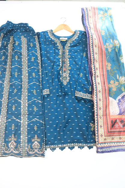 Embroidered Lawn 3Pcs suit with fancy trouser