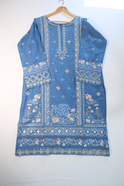 Emb 3Pcs Suit with Floral Dupatta.