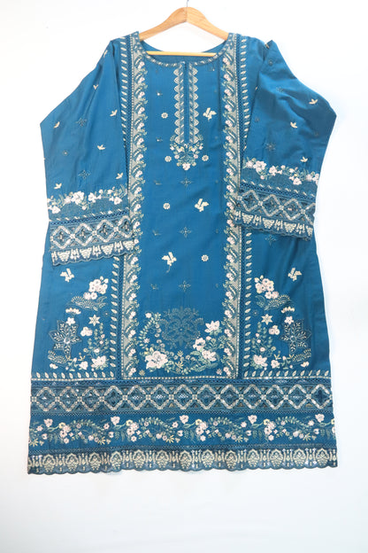 Emb 3Pcs Suit with Floral Dupatta.