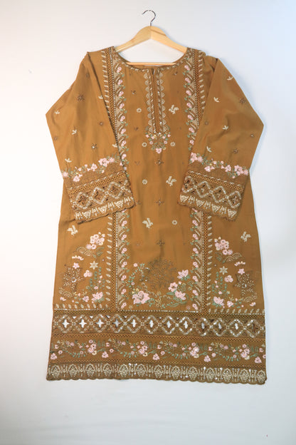 Emb 3Pcs Suit with Floral Dupatta.