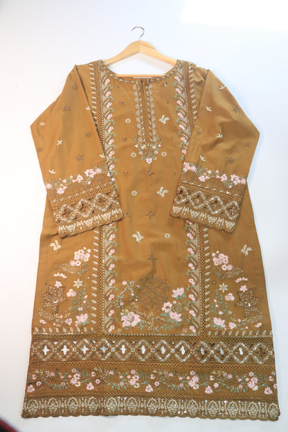 Emb 3Pcs Suit with Floral Dupatta.