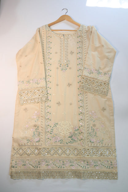 Emb 3Pcs Suit with Floral Dupatta.