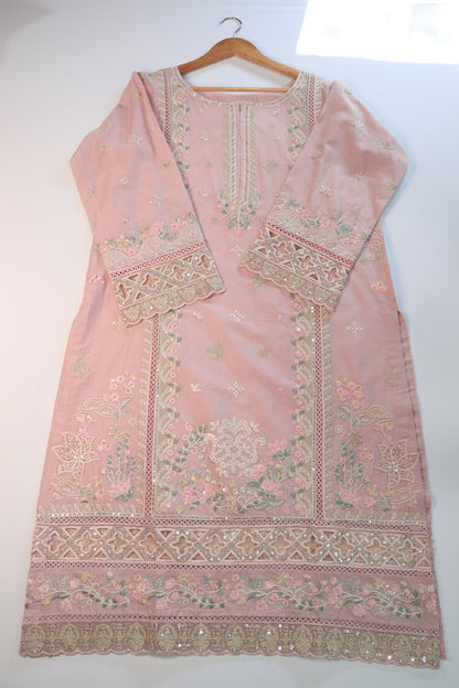 Emb 3Pcs Suit with Floral Dupatta.