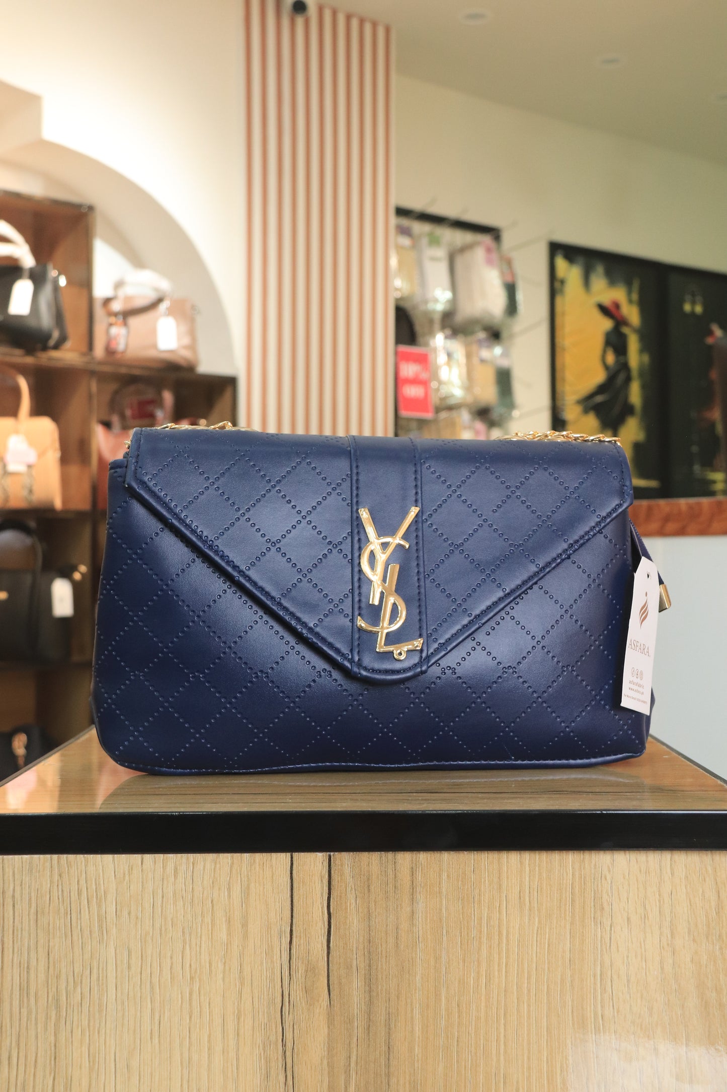 Crossbody Shoulder Bag with Gold Metal