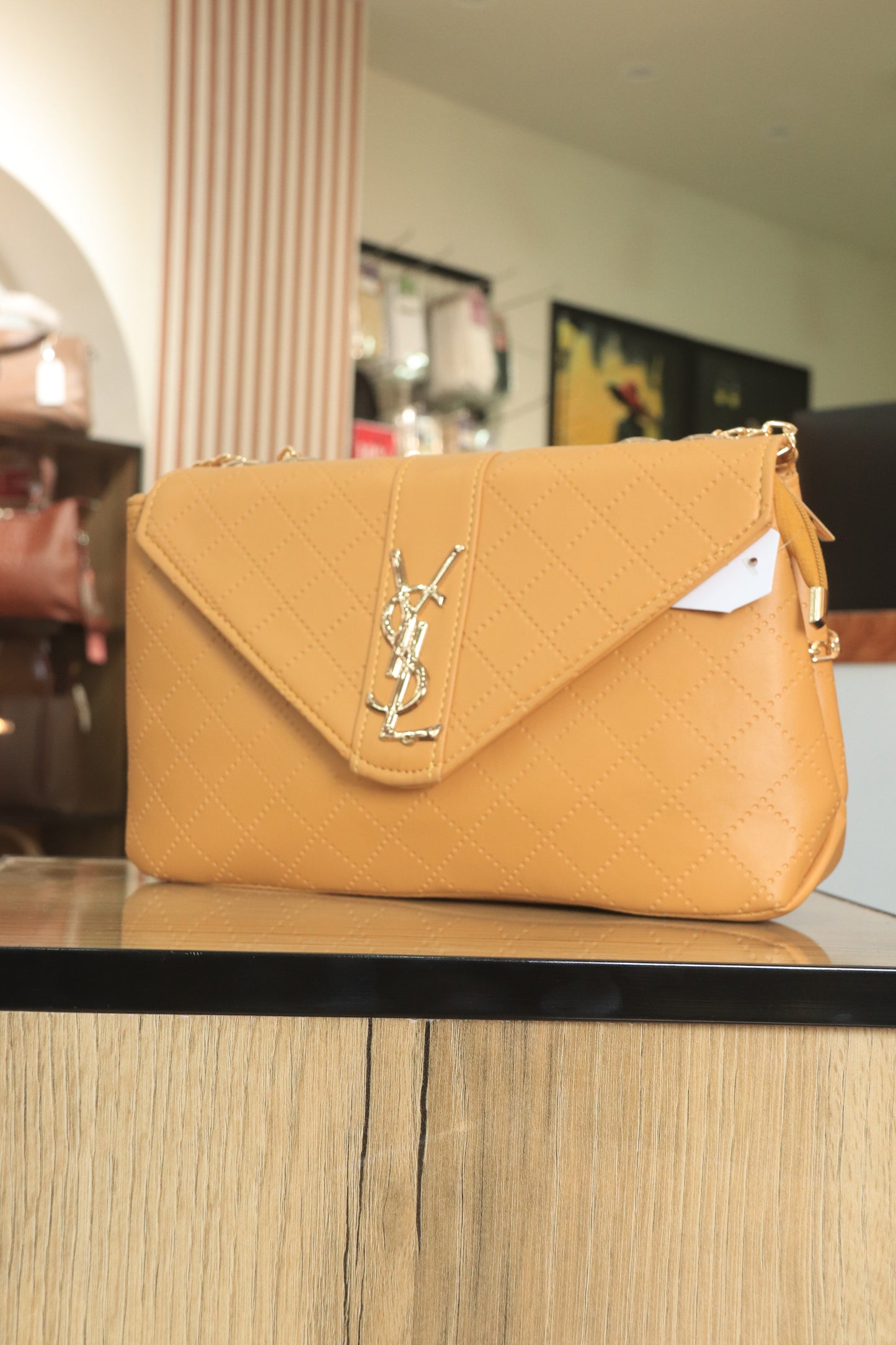 Crossbody Shoulder Bag with Gold Metal