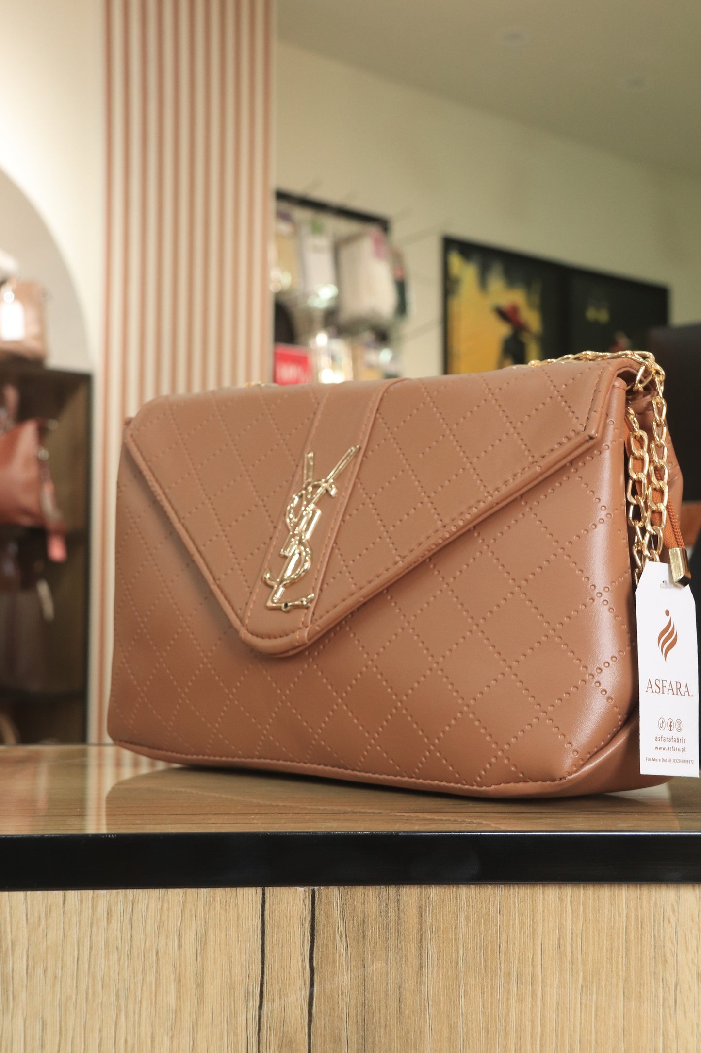 Crossbody Shoulder Bag with Gold Metal