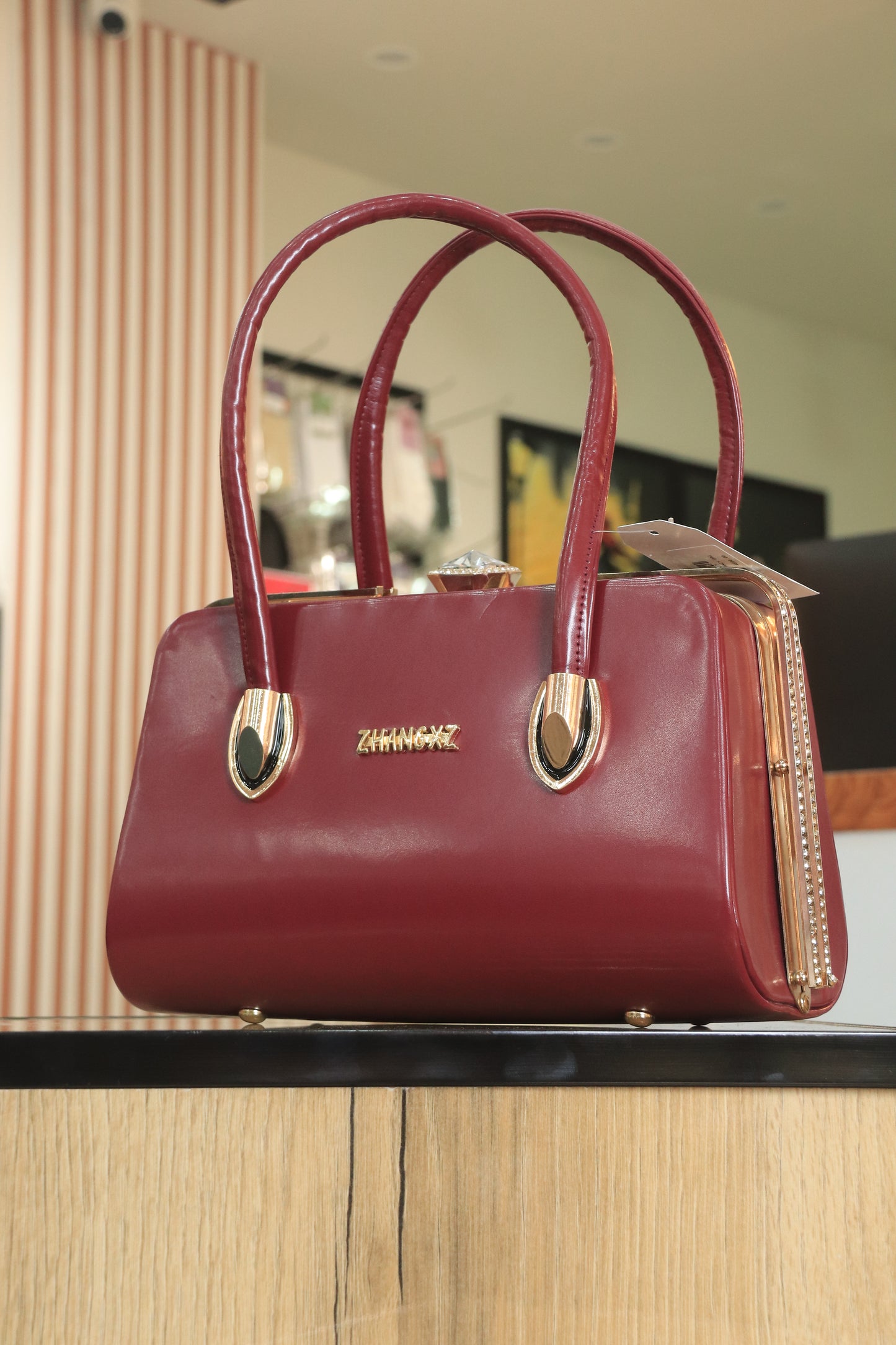Classic Wine  Top Handle Handbag