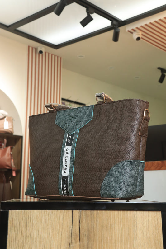 Tote Bag with Teal Contrast Panels