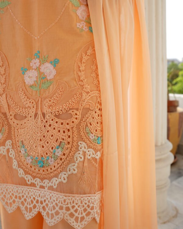 Peach 3-Piece Stitched Embroidered Lawn Suit - Image 6