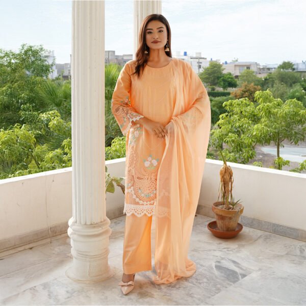 Peach 3-Piece Stitched Embroidered Lawn Suit