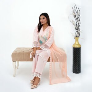 Tea Pink 3-Piece Stitched Embroidered Lawn Suit