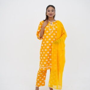 Printed Yellow Stitched 3- Piece Lawn Suit