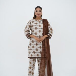 Skin Printed Stitched 3-Piece Lawn Suit